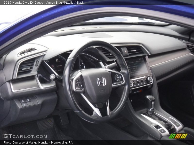 Agean Blue Metallic / Black 2019 Honda Civic EX Coupe
