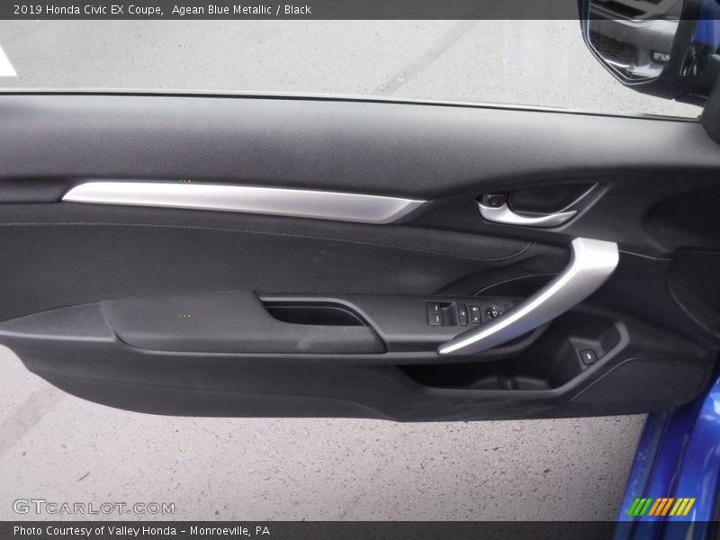 Agean Blue Metallic / Black 2019 Honda Civic EX Coupe