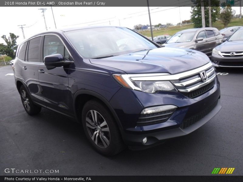 Obsidian Blue Pearl / Gray 2018 Honda Pilot EX-L AWD