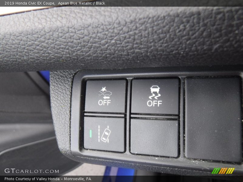 Agean Blue Metallic / Black 2019 Honda Civic EX Coupe