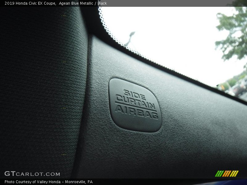 Agean Blue Metallic / Black 2019 Honda Civic EX Coupe