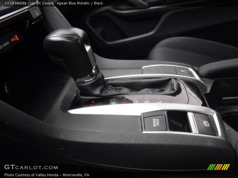 Agean Blue Metallic / Black 2019 Honda Civic EX Coupe