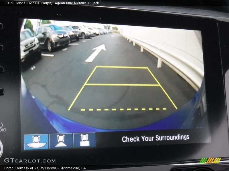 Agean Blue Metallic / Black 2019 Honda Civic EX Coupe
