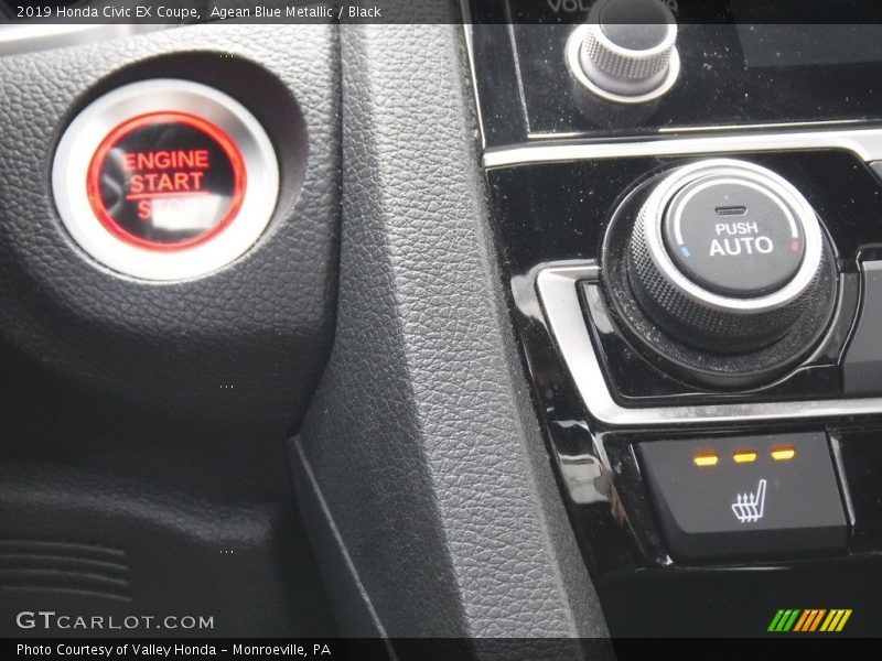 Agean Blue Metallic / Black 2019 Honda Civic EX Coupe