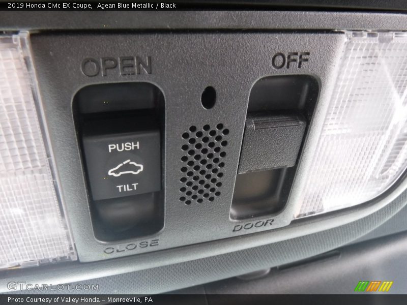 Agean Blue Metallic / Black 2019 Honda Civic EX Coupe
