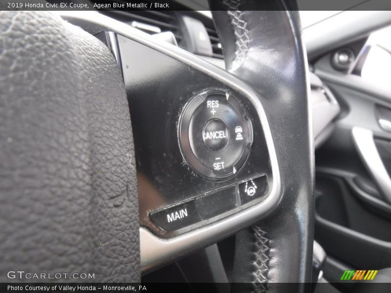Agean Blue Metallic / Black 2019 Honda Civic EX Coupe