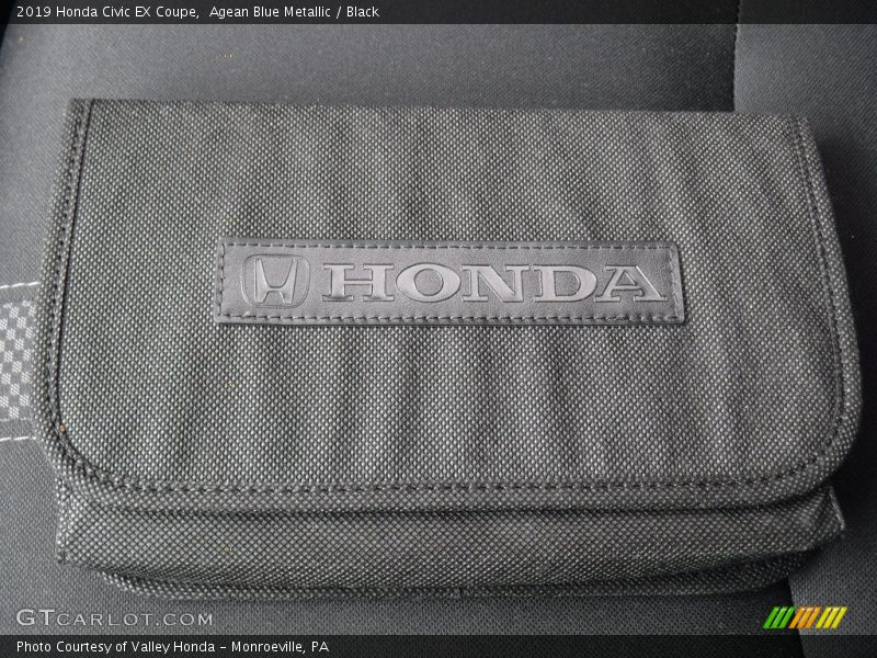 Agean Blue Metallic / Black 2019 Honda Civic EX Coupe