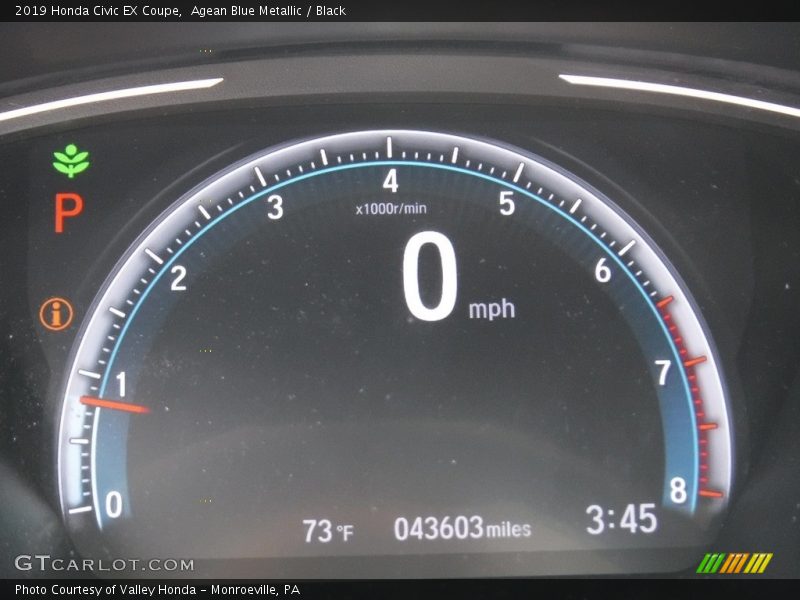 Agean Blue Metallic / Black 2019 Honda Civic EX Coupe