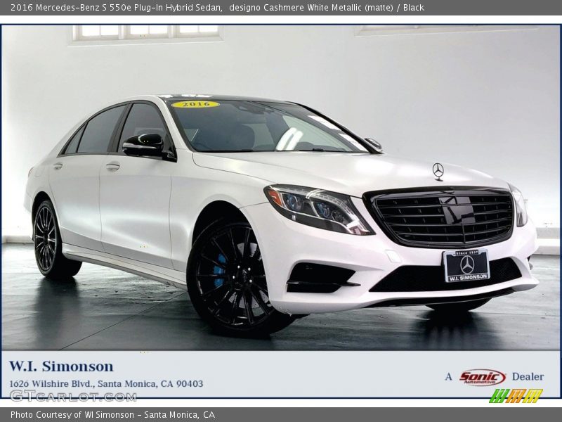 designo Cashmere White Metallic (matte) / Black 2016 Mercedes-Benz S 550e Plug-In Hybrid Sedan