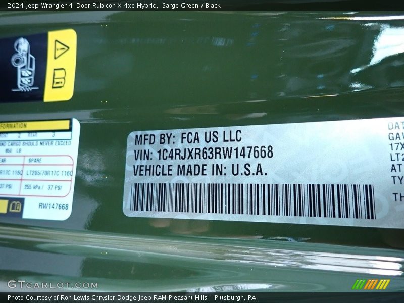 Sarge Green / Black 2024 Jeep Wrangler 4-Door Rubicon X 4xe Hybrid