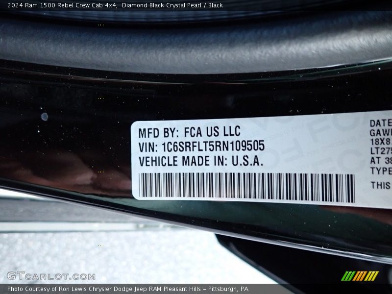 Diamond Black Crystal Pearl / Black 2024 Ram 1500 Rebel Crew Cab 4x4