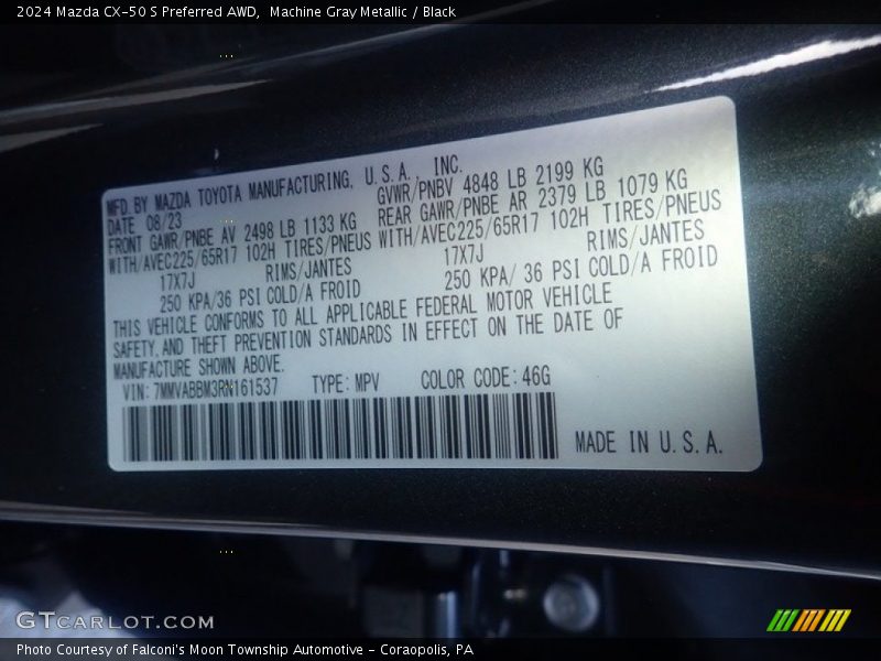 2024 CX-50 S Preferred AWD Machine Gray Metallic Color Code 46G