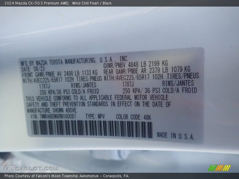 2024 CX-50 S Premium AWD Wind Chill Pearl Color Code 48K