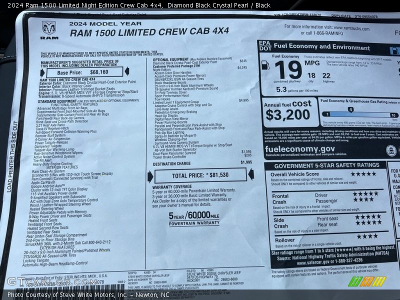  2024 1500 Limited Night Edition Crew Cab 4x4 Window Sticker