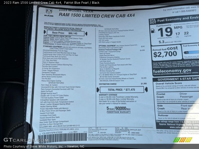  2023 1500 Limited Crew Cab 4x4 Window Sticker