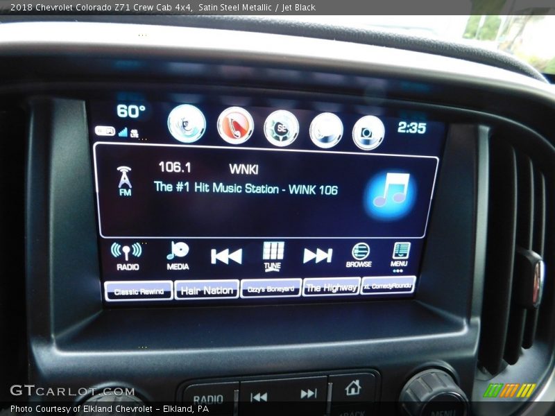Satin Steel Metallic / Jet Black 2018 Chevrolet Colorado Z71 Crew Cab 4x4