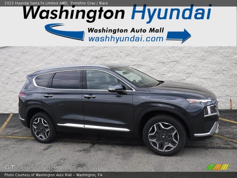Portofino Gray / Black 2023 Hyundai Santa Fe Limited AWD