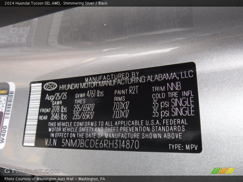 Shimmering Silver / Black 2024 Hyundai Tucson SEL AWD