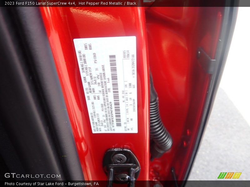 2023 F150 Lariat SuperCrew 4x4 Hot Pepper Red Metallic Color Code EA