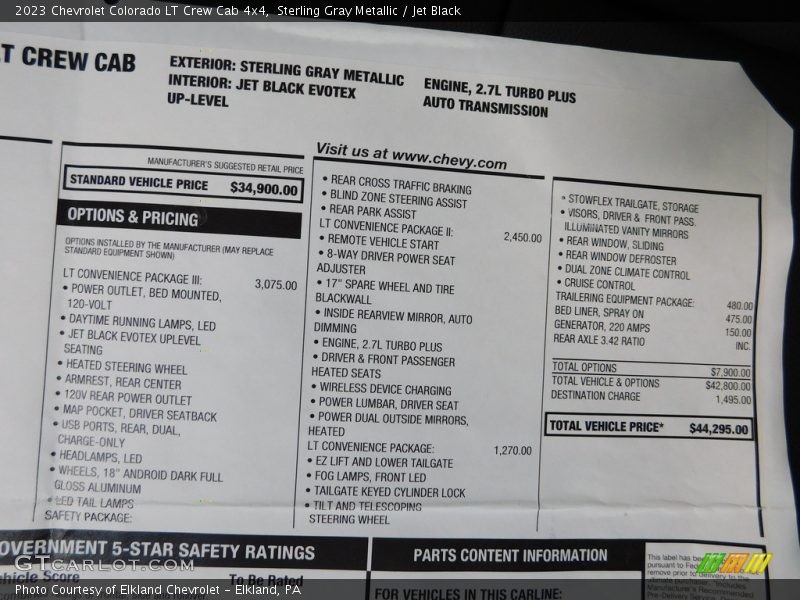 Sterling Gray Metallic / Jet Black 2023 Chevrolet Colorado LT Crew Cab 4x4