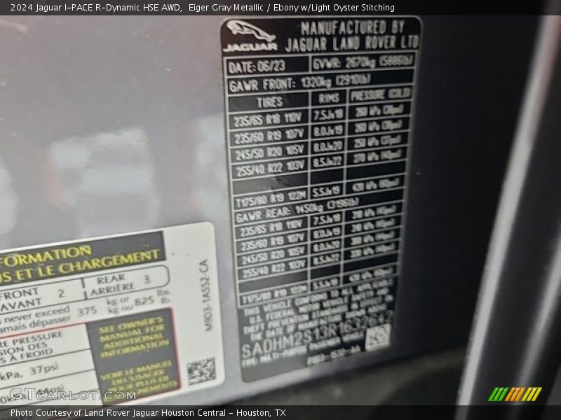 Eiger Gray Metallic / Ebony w/Light Oyster Stitching 2024 Jaguar I-PACE R-Dynamic HSE AWD