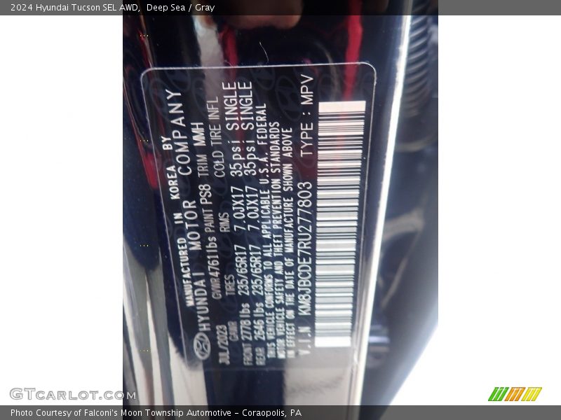 2024 Tucson SEL AWD Deep Sea Color Code PS8