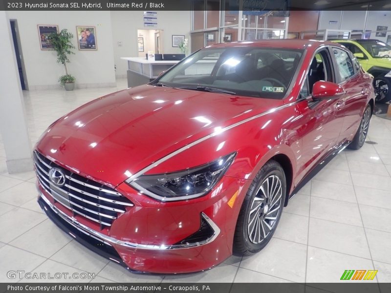 Ultimate Red / Black 2023 Hyundai Sonata SEL Hybrid