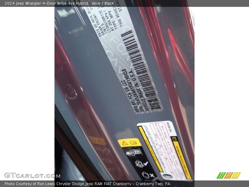 Anvil / Black 2024 Jeep Wrangler 4-Door Willys 4xe Hybrid