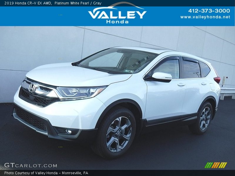 Platinum White Pearl / Gray 2019 Honda CR-V EX AWD