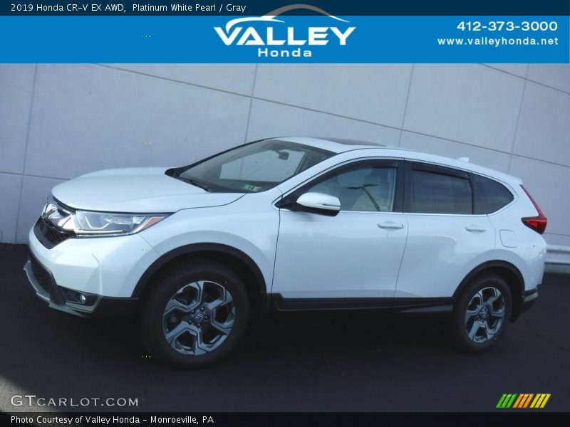 Platinum White Pearl / Gray 2019 Honda CR-V EX AWD