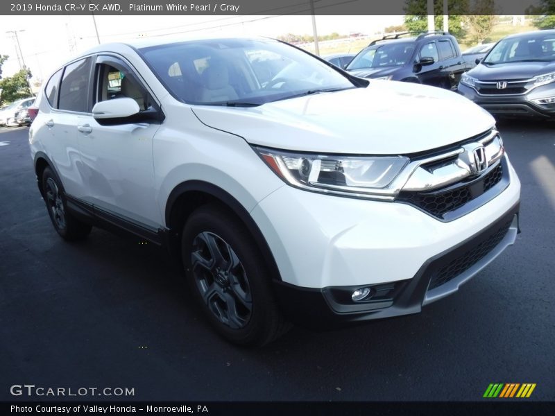 Platinum White Pearl / Gray 2019 Honda CR-V EX AWD