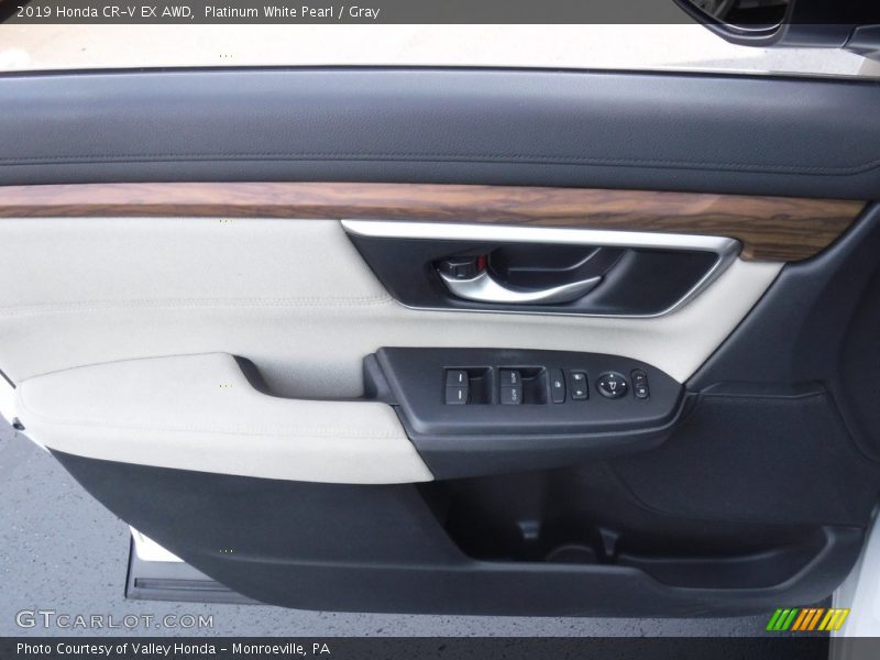 Platinum White Pearl / Gray 2019 Honda CR-V EX AWD