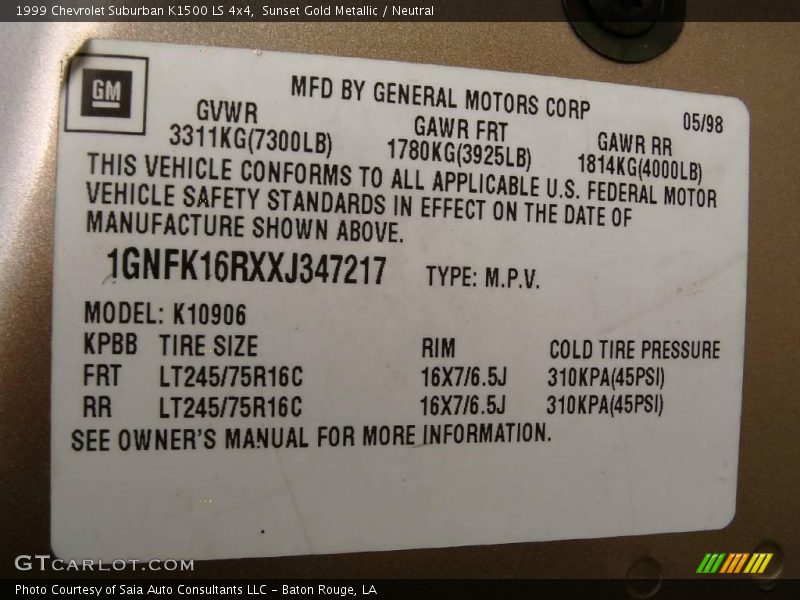 Sunset Gold Metallic / Neutral 1999 Chevrolet Suburban K1500 LS 4x4