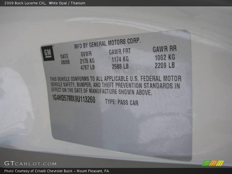 White Opal / Titanium 2009 Buick Lucerne CXL