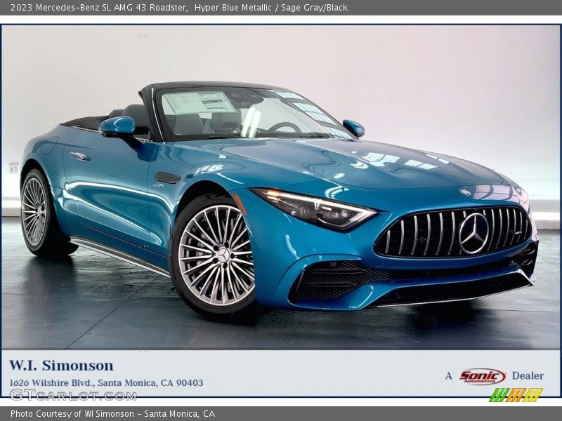 Hyper Blue Metallic / Sage Gray/Black 2023 Mercedes-Benz SL AMG 43 Roadster