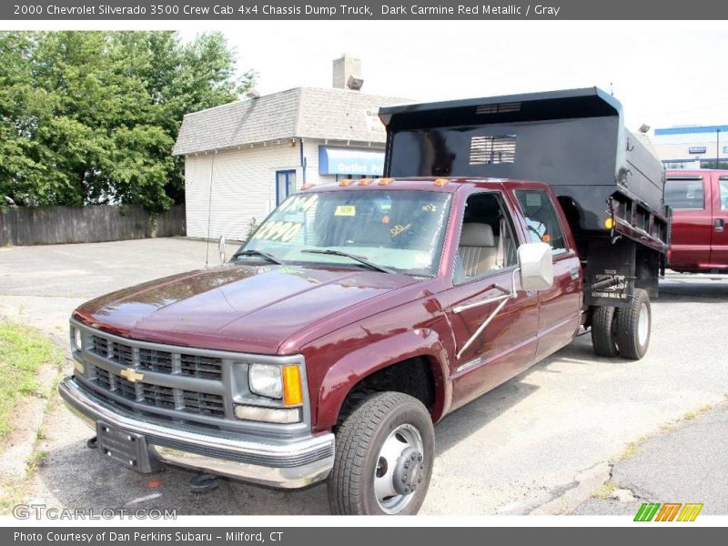 Dark Carmine Red Metallic / Gray 2000 Chevrolet Silverado 3500 Crew Cab 4x4 Chassis Dump Truck