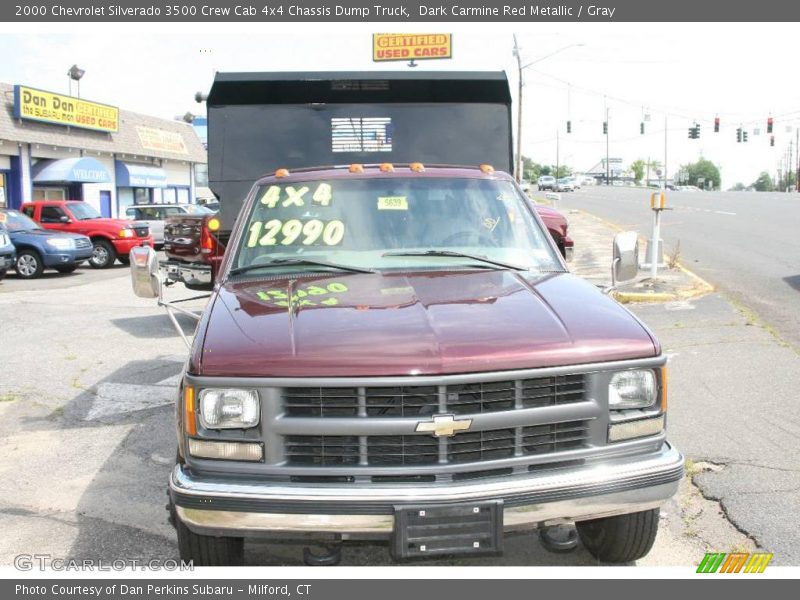 Dark Carmine Red Metallic / Gray 2000 Chevrolet Silverado 3500 Crew Cab 4x4 Chassis Dump Truck