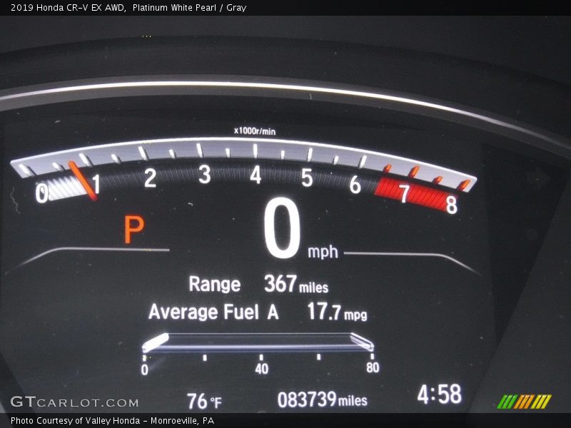 Platinum White Pearl / Gray 2019 Honda CR-V EX AWD