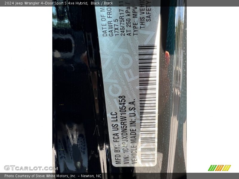 Black / Black 2024 Jeep Wrangler 4-Door Sport S 4xe Hybrid