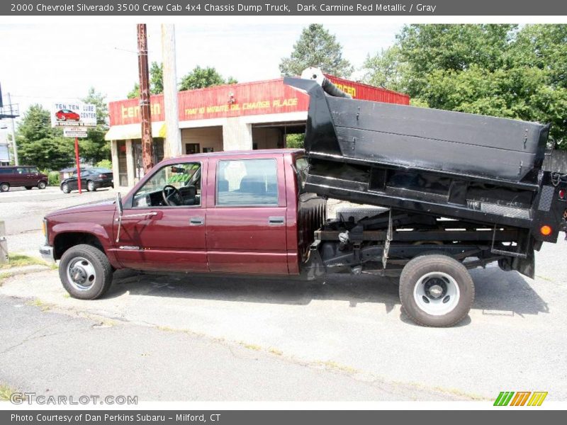Dark Carmine Red Metallic / Gray 2000 Chevrolet Silverado 3500 Crew Cab 4x4 Chassis Dump Truck