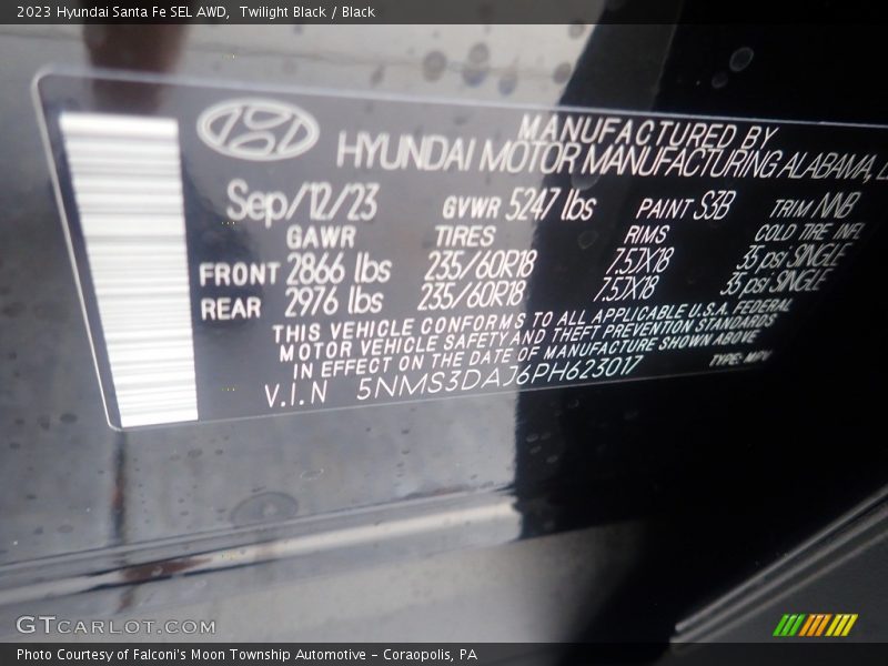 Twilight Black / Black 2023 Hyundai Santa Fe SEL AWD
