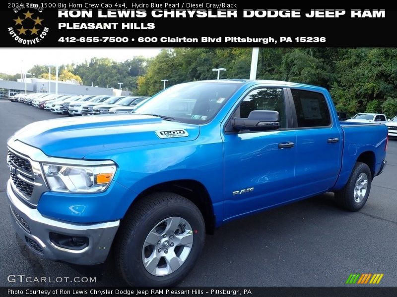 Hydro Blue Pearl / Diesel Gray/Black 2024 Ram 1500 Big Horn Crew Cab 4x4