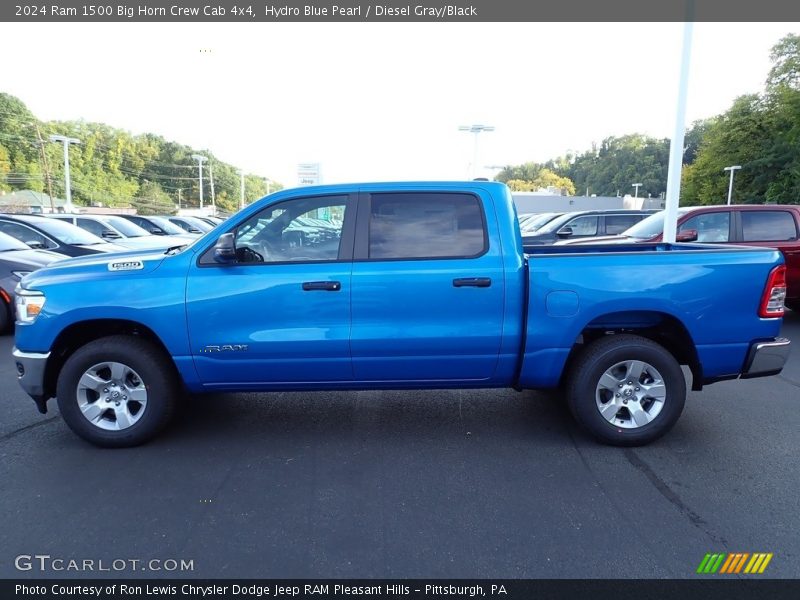 Hydro Blue Pearl / Diesel Gray/Black 2024 Ram 1500 Big Horn Crew Cab 4x4