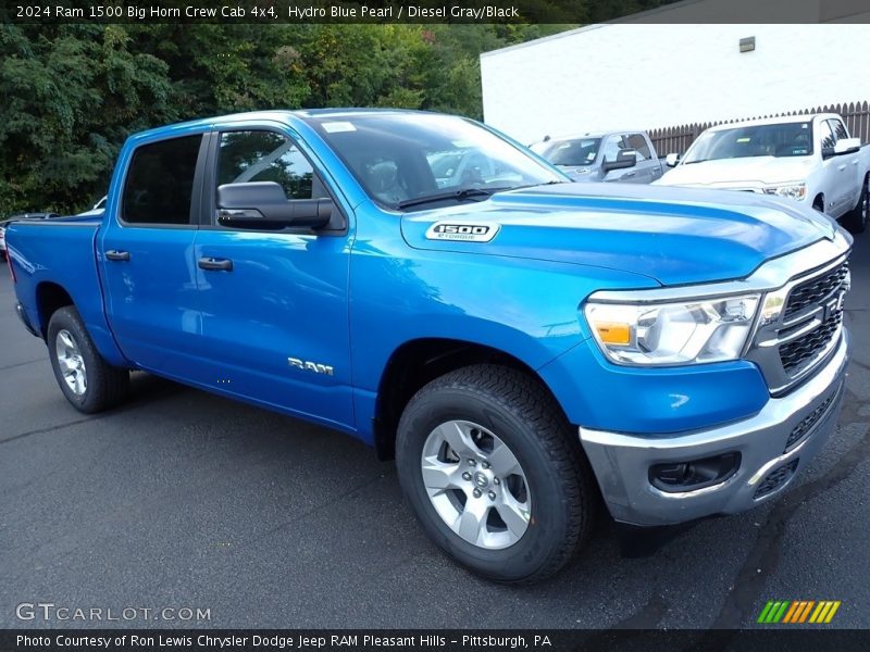 Hydro Blue Pearl / Diesel Gray/Black 2024 Ram 1500 Big Horn Crew Cab 4x4