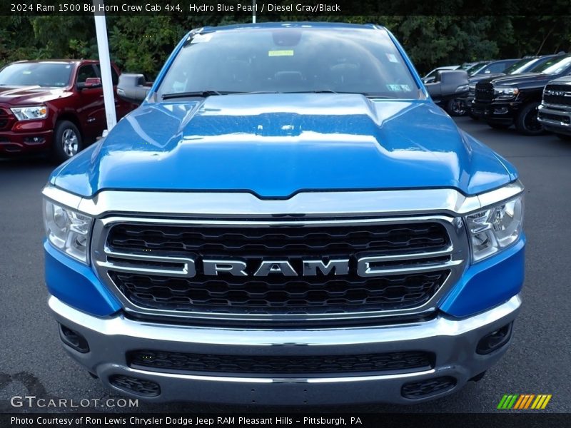 Hydro Blue Pearl / Diesel Gray/Black 2024 Ram 1500 Big Horn Crew Cab 4x4