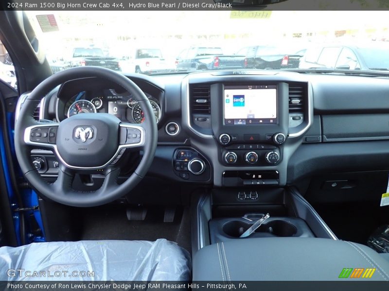 Hydro Blue Pearl / Diesel Gray/Black 2024 Ram 1500 Big Horn Crew Cab 4x4