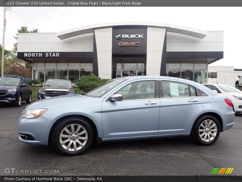 Crystal Blue Pearl / Black/Light Frost Beige 2013 Chrysler 200 Limited Sedan
