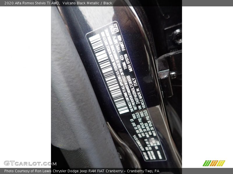 2020 Stelvio TI AWD Vulcano Black Metallic Color Code 408