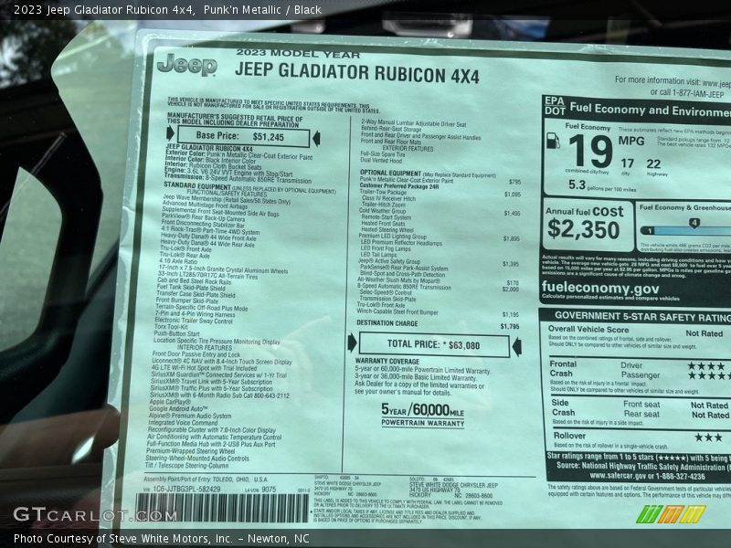  2023 Gladiator Rubicon 4x4 Window Sticker