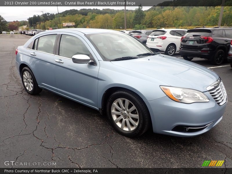 Crystal Blue Pearl / Black/Light Frost Beige 2013 Chrysler 200 Limited Sedan